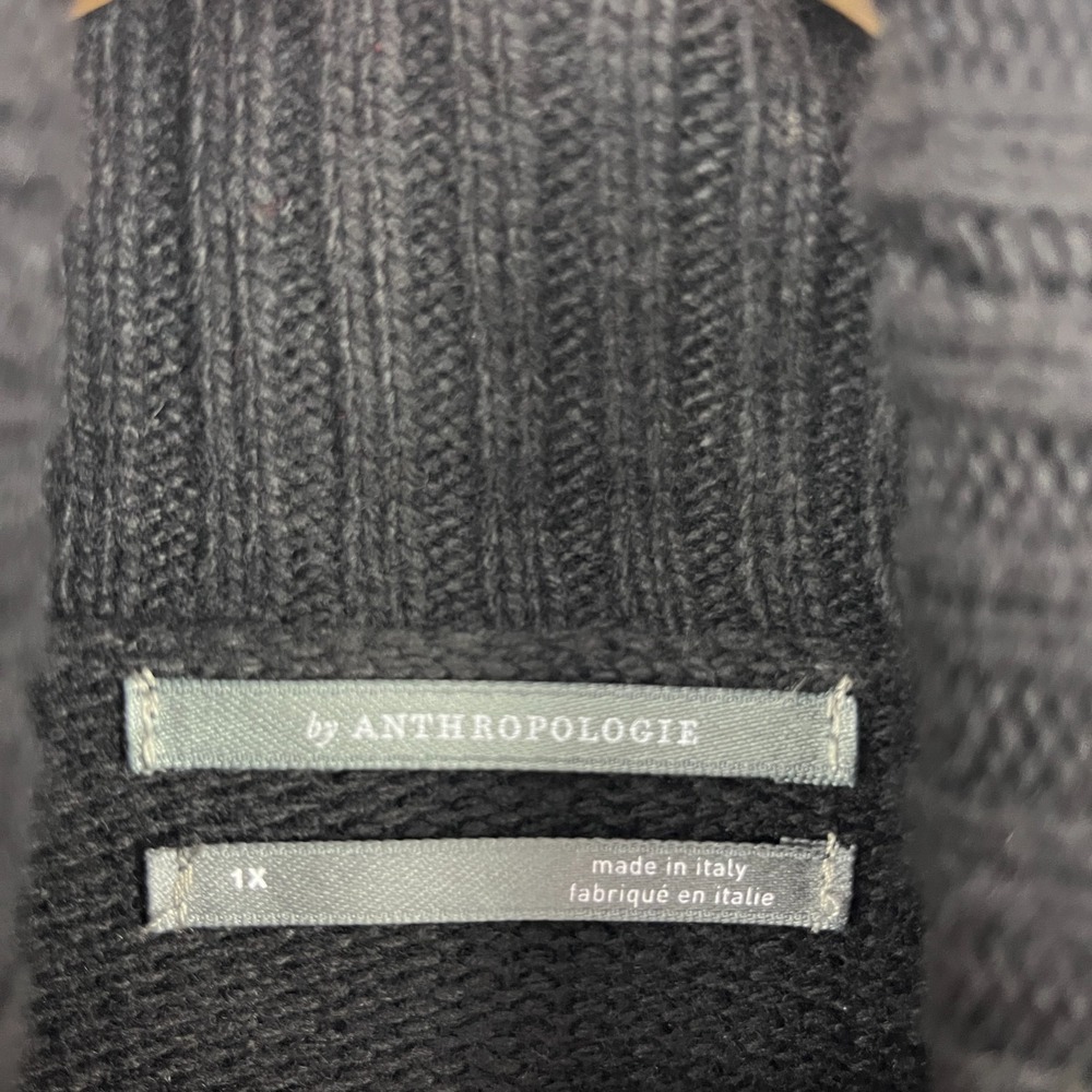 Anthropologie NWT Black Sweater 1X S/S Turtleneck Hand Knit Tuscany Italy - Picture 4 of 13